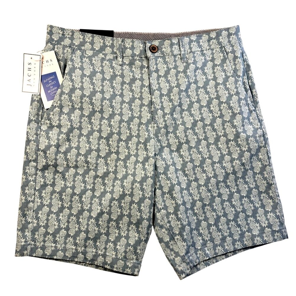 Jachs New York Bleecker Mens Twill Shorts 31" Blue Pineapple Stretch Classic Fit